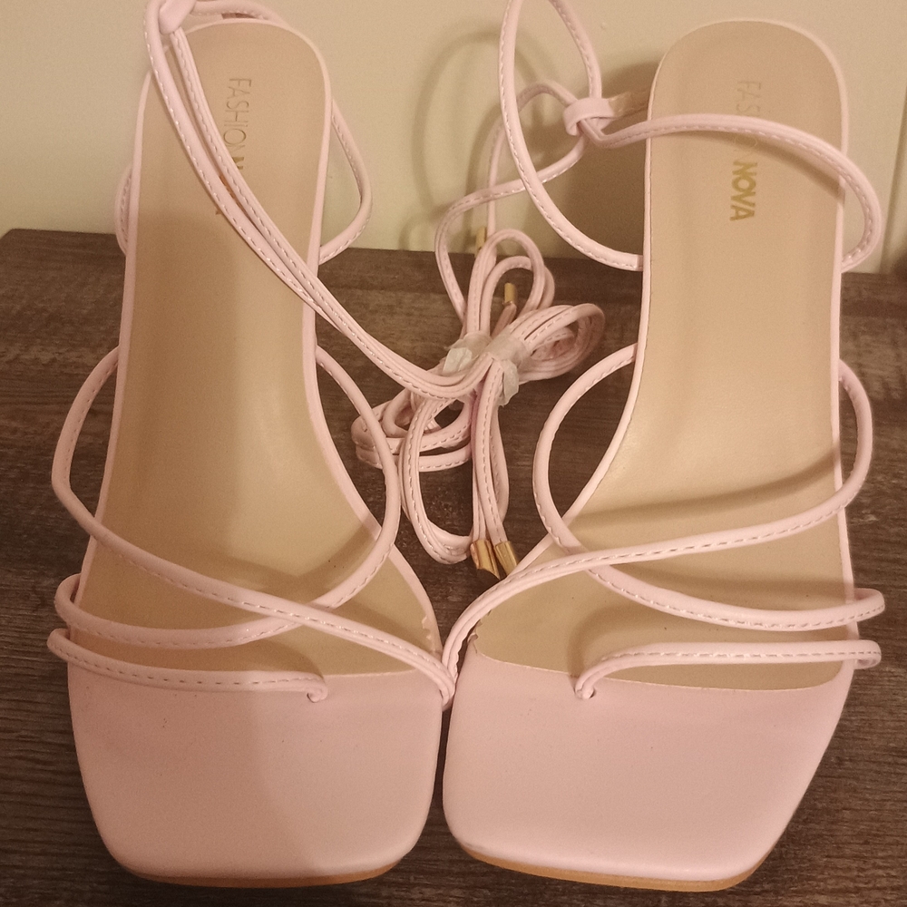 Fashion Nova Pink Heels with Strappy Design